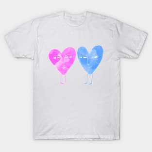 Cute blue and pink hearts in love T-Shirt